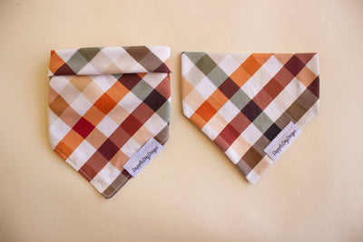 Bandana à carreaux de Thanksgiving - Bandana pour chien de Thanksgiving